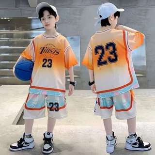 Pinx.th🌼 ชุดบาสเก็ตบอลฤดูร้อนสำหรับเด็กผู้ชายสำหรับเด็กโต,เสื้อผ้าฤดูร้อนสำหรับเด็กผู้ชายแขนสั้น,ส