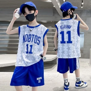 ones.th🌼 เด็กชุดบาสเกตบอลแขนกุดชุดเด็กฤดูร้อนเสื้อกั๊กเด็กใหม่ขนาดกลางและขนาดใหญ่เด็กแห้งเร็วกีฬาฤ