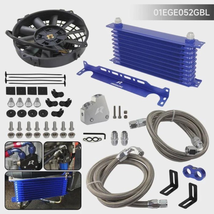 AN10 10/13/15Row Engine Oil Cooler Kit For LS1 LS2 LS3 LSX VE +7" Electric Fan Kit  LSX VE HSV VZ 1