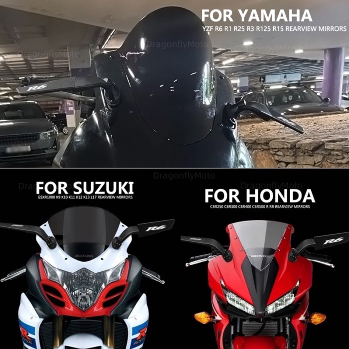 For YAMAHA YZF R6 R1 R25 R3 R125 R15 2024 Motorcycle Accessories Mirror Modified Wind Wing Adjustab