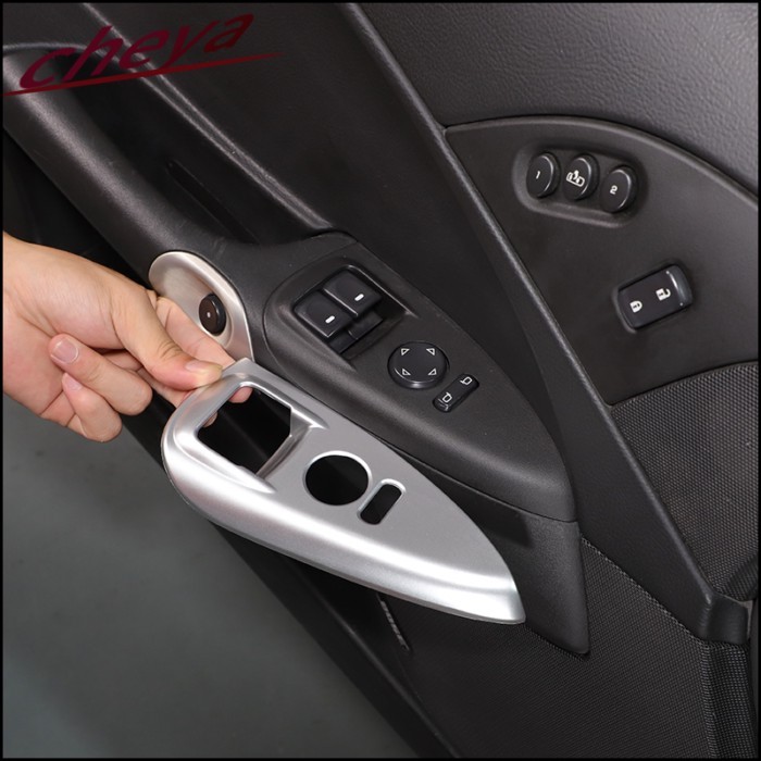 For Chevrolet Corvette C6 ZR1 Z06 2005-2013 LHD ABS Plastic Silver Car Glass Lifting Button Frame T