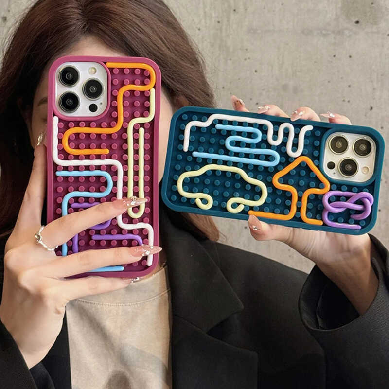 ▥ Funny Sensory Activity Board Silicone Decompression Phone Case For Iphone 16 15 14 13 12 11 1