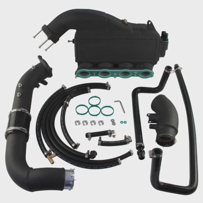 Intercooler Charge Air Cooler Black Top Bar & Plate Manifold Aluminum w/Pipes For BMW B48 320i 330i