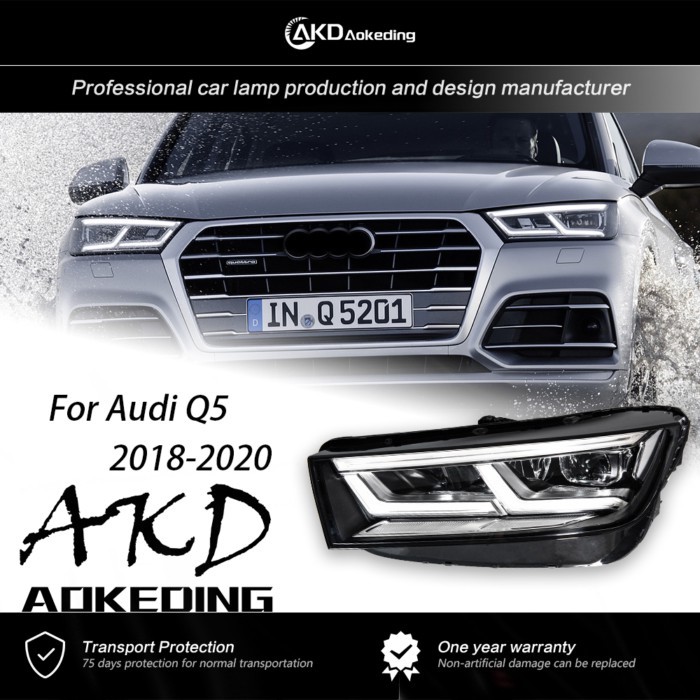 AKD head lamp for Audi Q5 headlights 2018-2020 Q5 DRL H7 LED Bi Xenon Bulb Assembly upgrade Dynamic