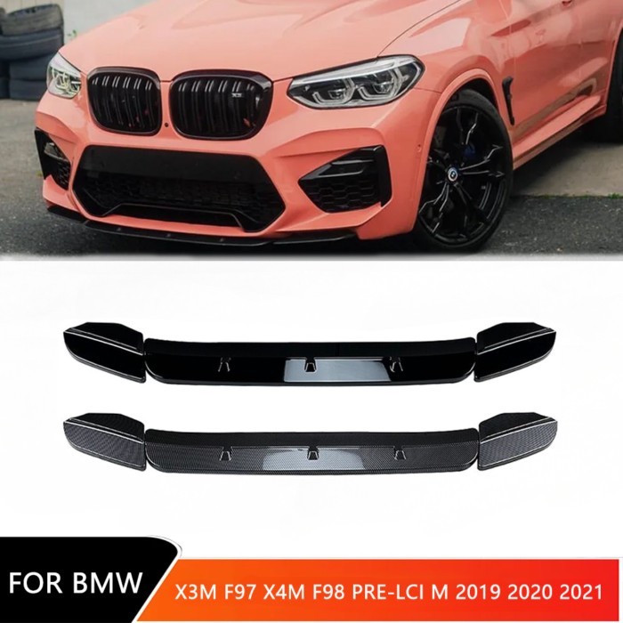 Front Bumper Lip Splitter Diffuser for BMW X3M F97 X4M F98 Pre-LCI M Competition Sport 2019-2021 Ca