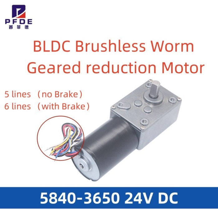 5840-3650 24V DC BLDC Brushless Worm Geared reduction Motor 12RPM High Power 60KG Large Torque Sile