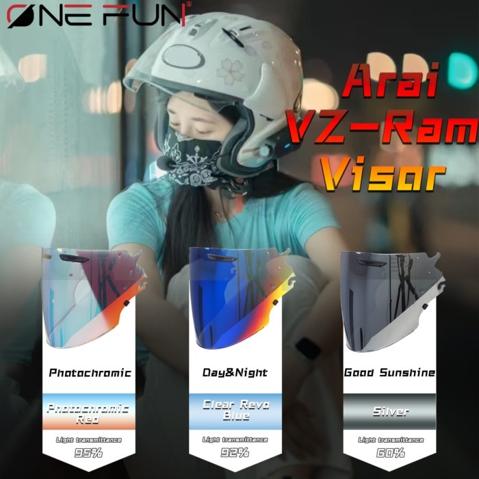 VZ RAM Helmet Visor For Arai VZ-RAM RAM-X SZ-R VAS-Z 3/4 Photochromic Helmet Pinlock Lens Mask Blac