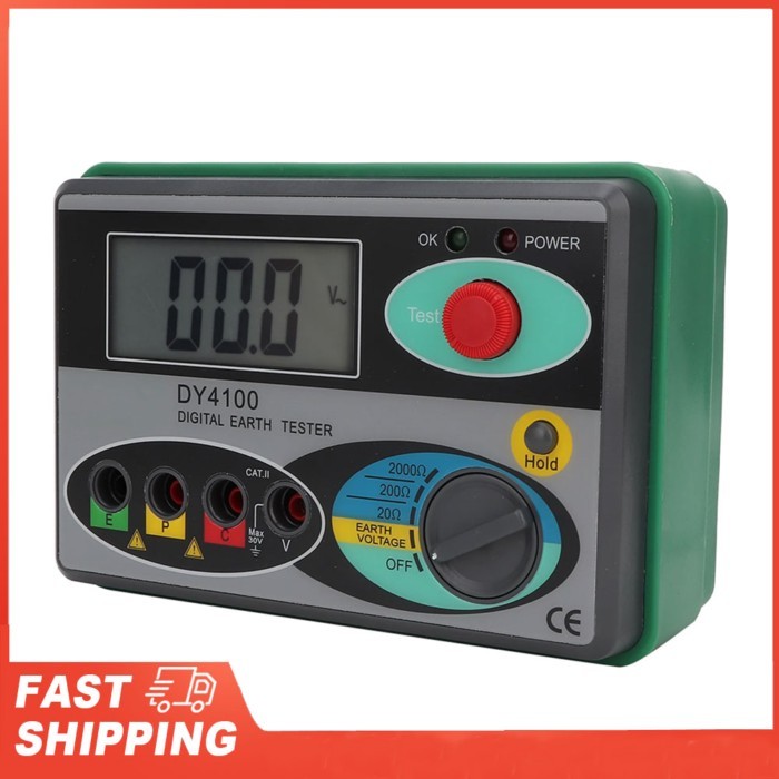 DY4100 Digital LCD Screen Display Earth Ground Resistance Tester Measuring Meter LCD Resistance Tes
