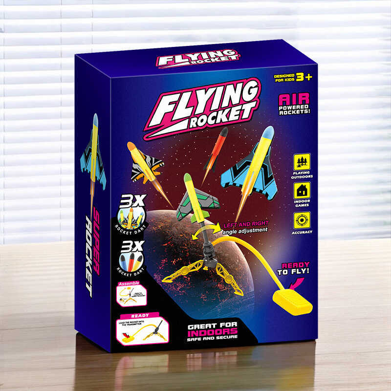 < Europe America > 2 in 1 Shooting Plane Rocket Launcher ของเล่นเท้า Step Rocket Launcher ของเล่นของ