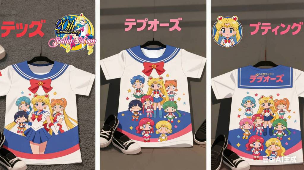 เสื้อยืดพิมพ์ลาย 3 มิติ tema Sailor Moon แขนสั้น สำหรับทั้งผู้ใหญ่และเด็ก