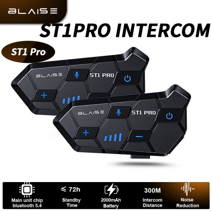 Blaise ST1 Pro Intercom Motorcycle Helmet Bluetooth Headset 1000mAh Super Long Standby