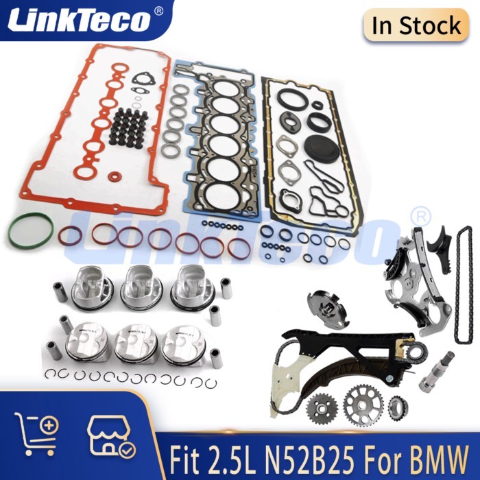 Engine Parts Full Gasket Set Piston Timing Chain Kit Fit 2.5L N52B25 For BMW E90 E93 E92  E60 E61 E