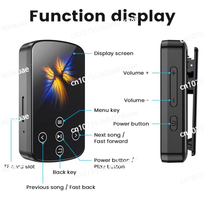 MP3/MP4 Bluetooth music player HIFI high fidelity sports clip touch screen button