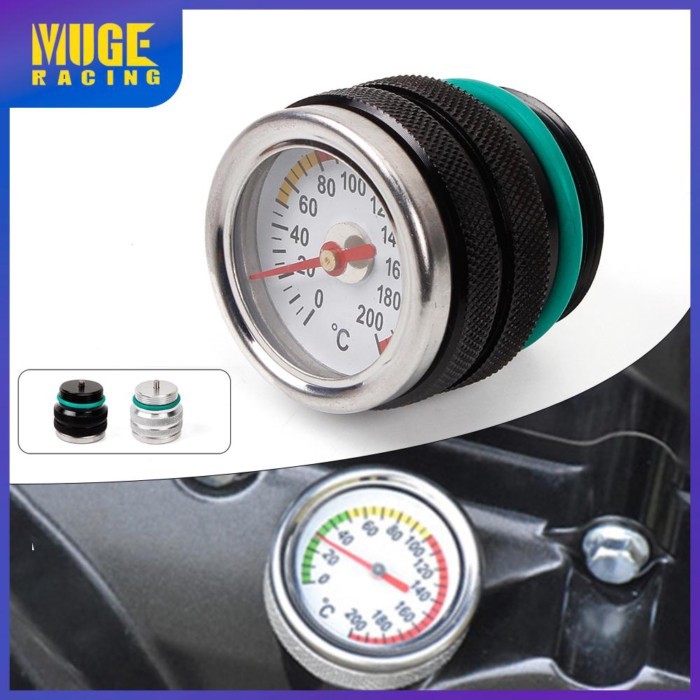 Motorcycle Fuel Tank Cap With Oil Temperature Gauge Engine Valve Cover Oil Filler Cap M30X1.5 For K