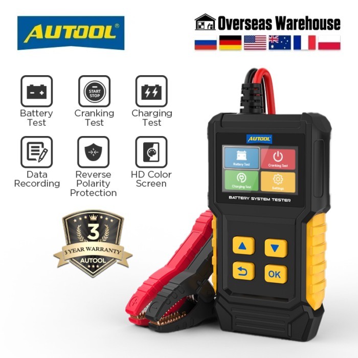 AUTOOL BT360 HD Color Screen Car Battery Tester 12V Battery Diagnostic Test Digital Tester Vehicle