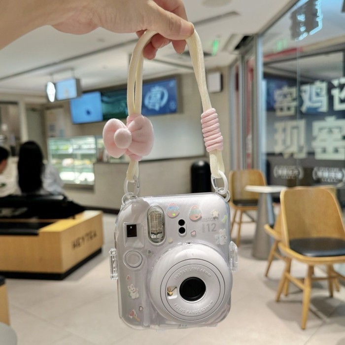[mini12 เคสใส] instax โพลารอยด์ สติ๊กเกอร์ เคสแข็ง กล้อง เคสป้องกัน เคส โซ่ อินเทรนด์