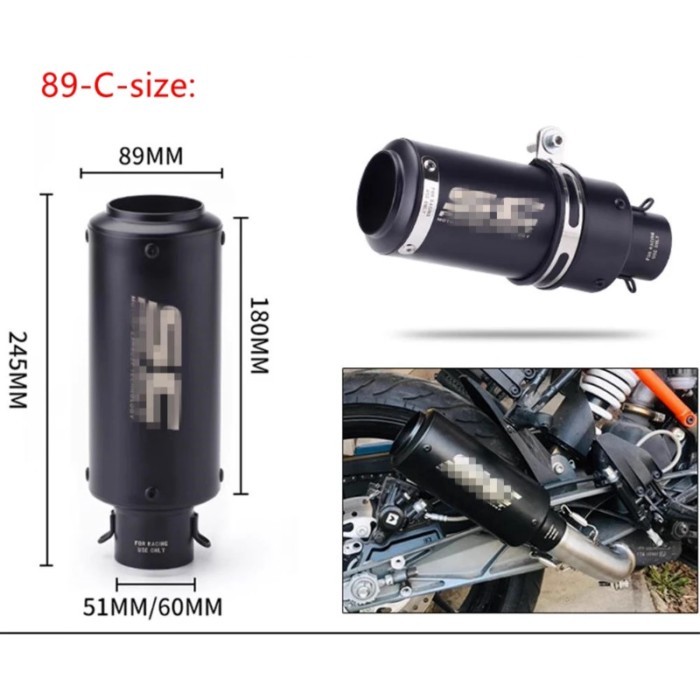 For MT07 R1 ER6N CBR250R Motorcycle Exhaust Modified Muffler Pipe Scooter Pit Bike Dirt Motocross f