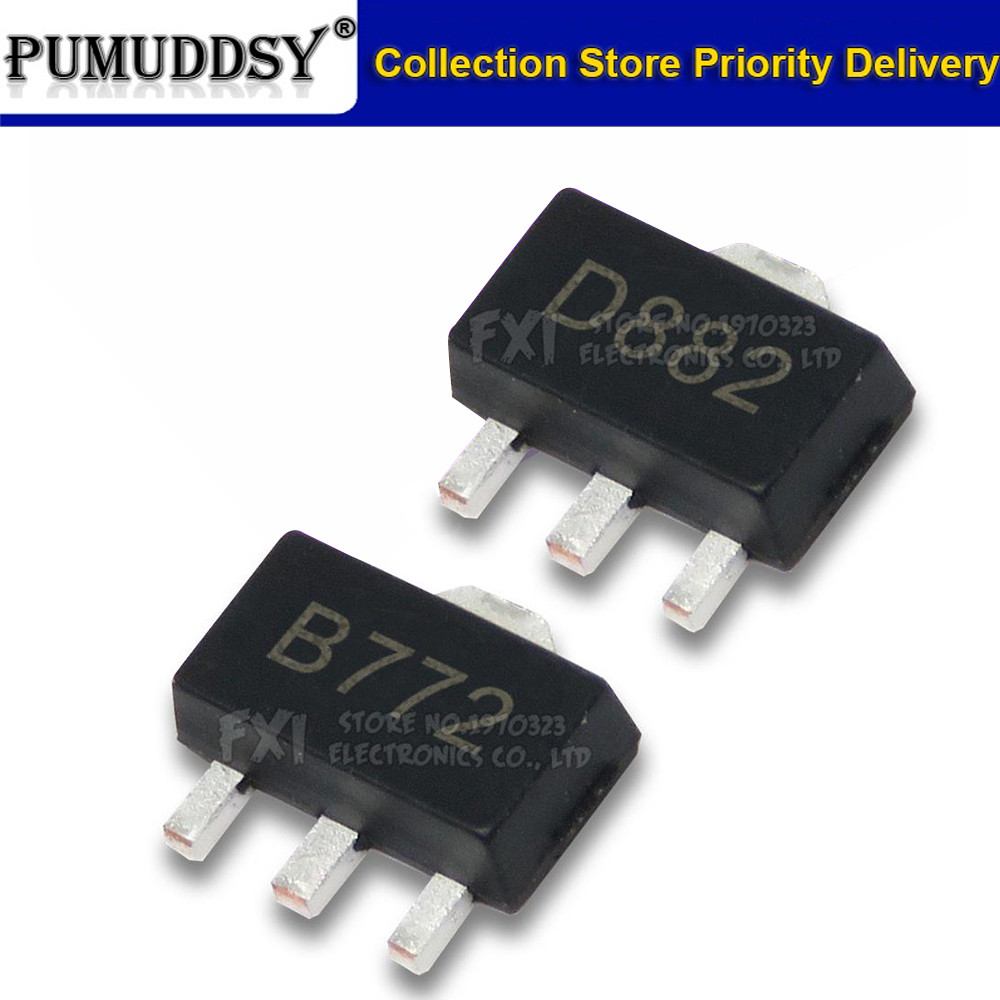 100PCS 2SD882 D882 SOT89 SOT SMD ใหม่ 2SB772 B772