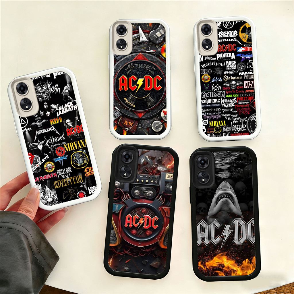 WB3 ACDC BandปลอกสําหรับHpชุบOPPO A78 A91 A74 A77s A9 A93 A77 A76 A92 2020 5G TPUวัสดุ