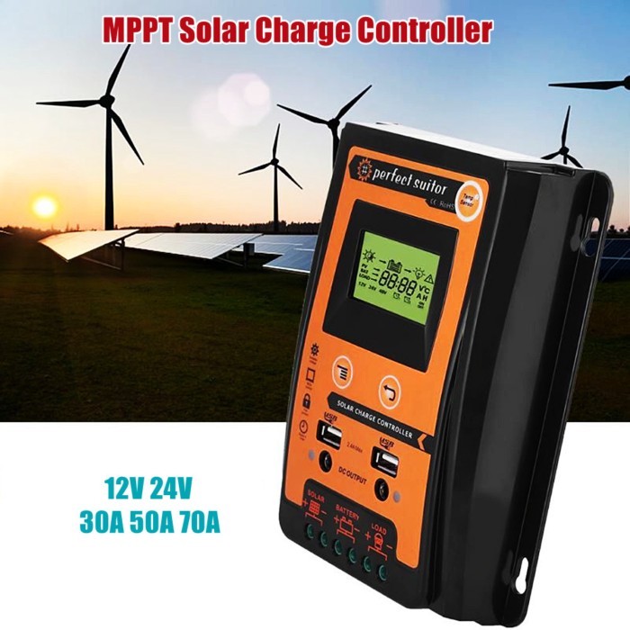 MPPT Solar Charge Controller 12V 24V 30A 50A 70A Solar Controller Solar Panel Battery Regulator Dua