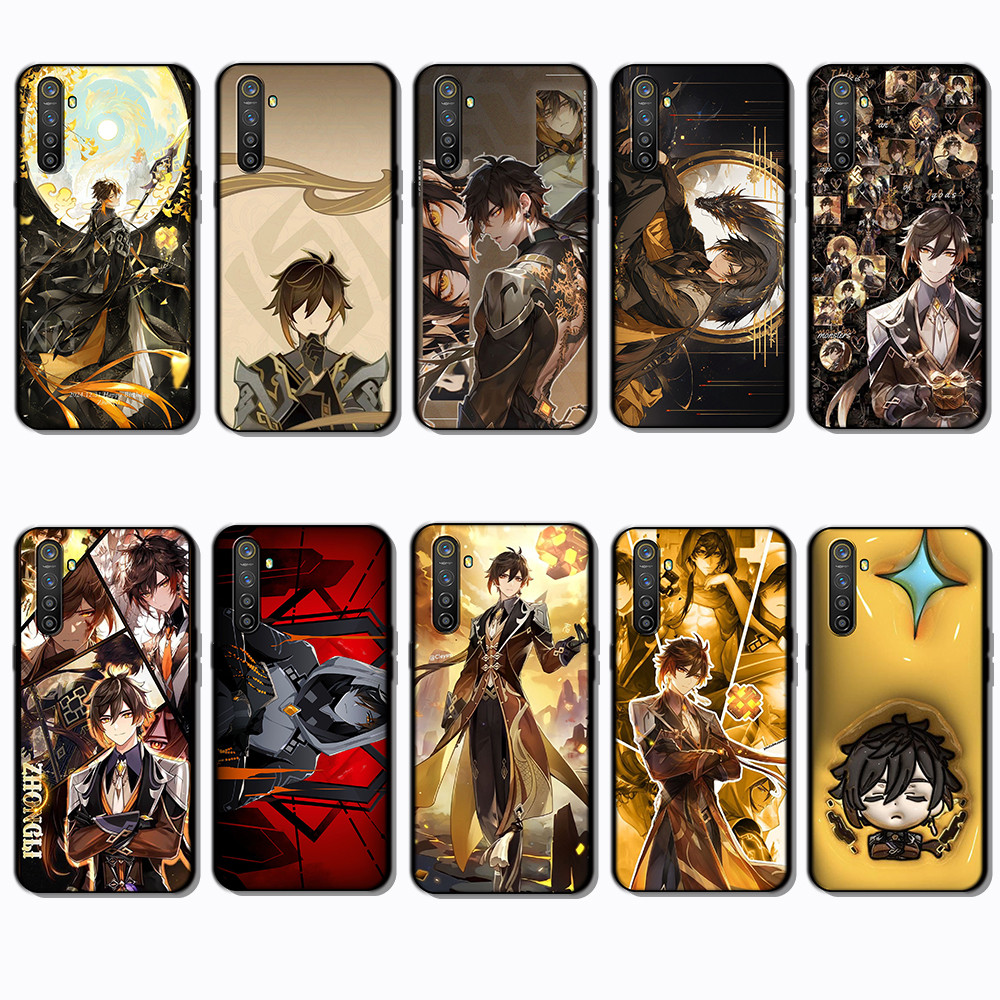 สําหรับRealme 3 5 6 Pro 5i 5s 6i 7i VS13 Zhongli Slim Black Border TPU Soft Case | โทรศัพท์เปลือยรู้