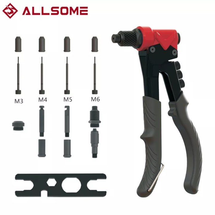 ALLSOME 3 in 1 rivet nut gun single manual labor-saving manual core pulling gun rivet pulling gun r