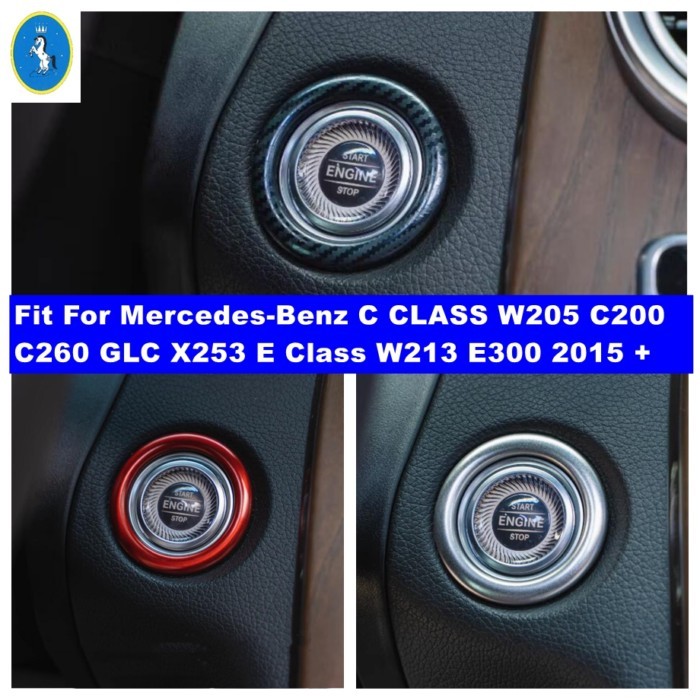 Car One-Click Engine Start Stop Switch Button Cover Trim Fit For Mercedes-Benz C CLASS W205 C200 C2
