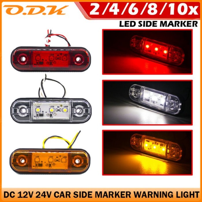 2/4/6/8/10x 3 LED External Side Marker Warning Tail Light Lamp Clearance Signal Brake Indicator Tra