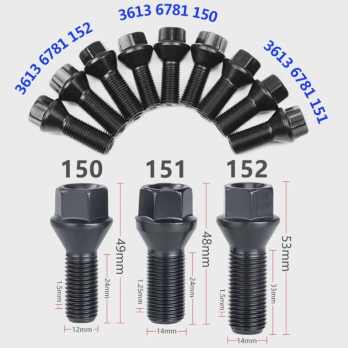 4/5Pcs Wheel Nut Stud Bolt 36136781150 36136781151 36136781152 For BMW E70 E70N E71 F20 F21 F22 F45