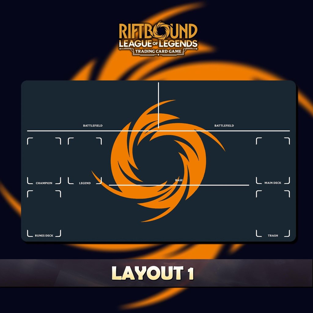 Playmat Riftbound LOL V3 ภูมิภาค - การ์ดเกมสะสม Riftbound - 24x14 นิ้ว 600x350x2mm Stitching Edges ร