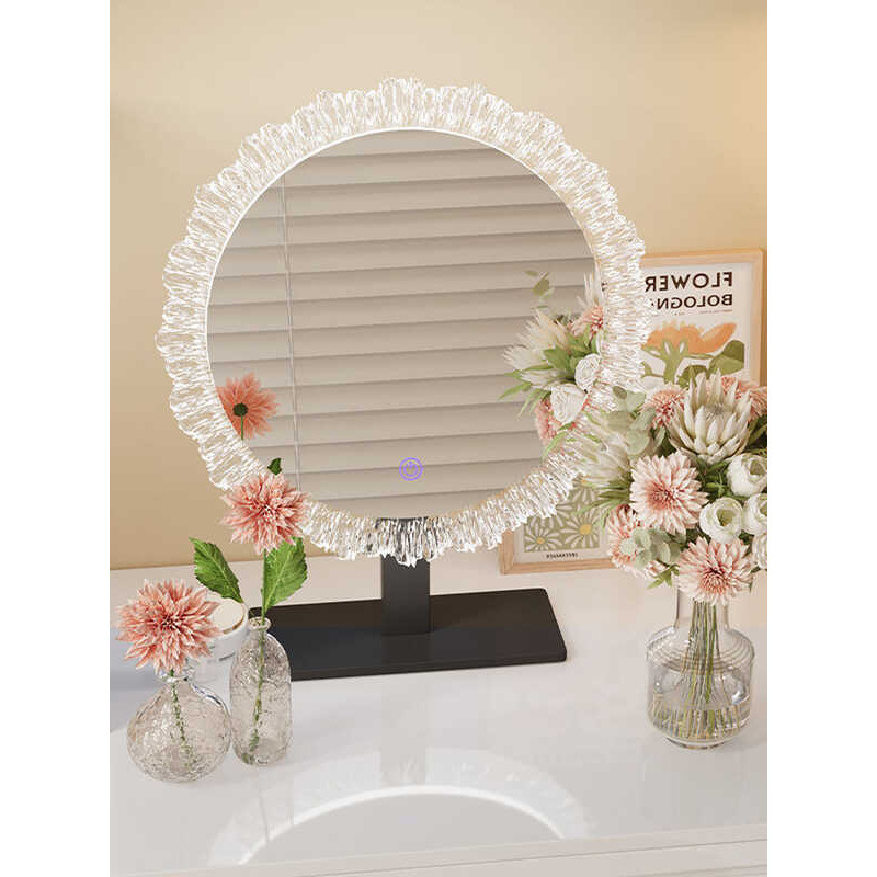 ❤ ZIXUAN | กระจกแต่งหน้าหรูหราจากอะคริลิคพร้อมไฟ 3 สี