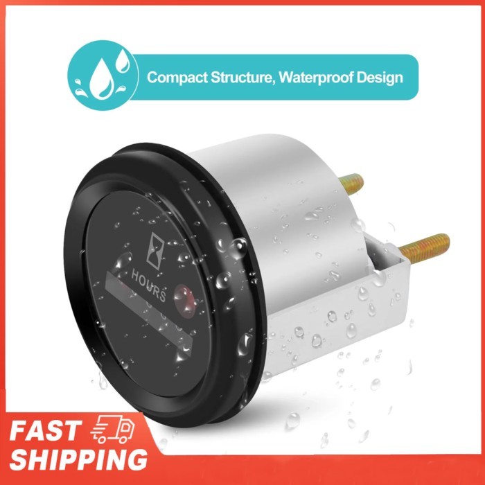 1236V DC AC 6 Digit Accurate Round Quartz Hour Meter Gauge Tester for Truck Engine Hour Meter Hour