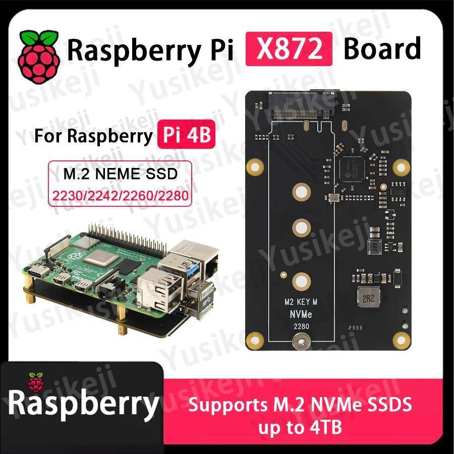 X872 บอร์ดขยาย Raspberry Pi 4B USB ถึง M.2 NVMe SSD 2230 2242 2260 2280 บอร์ดขยาย NAS Boot สนับสนุน