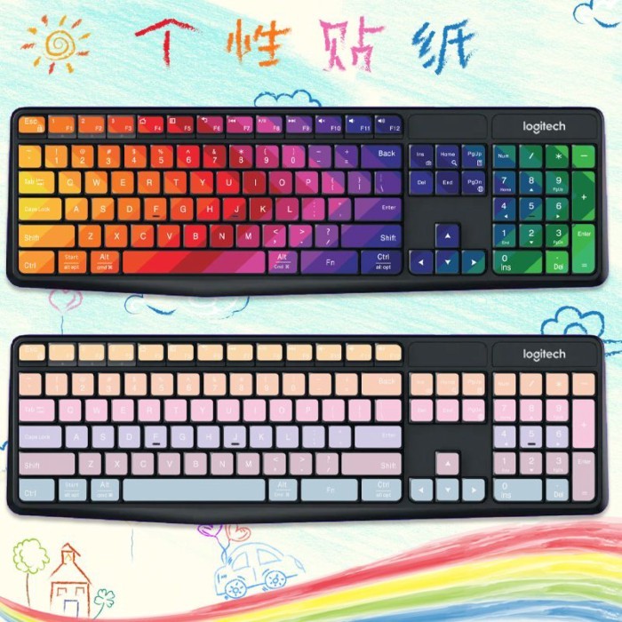 เหมาะสําหรับ Logitech MK235 K235 K390 K375S MK315 เดสก์ท็อปคีย์บอร์ดสติกเกอร์ปุ่มสติกเกอร์ฟิล์ม