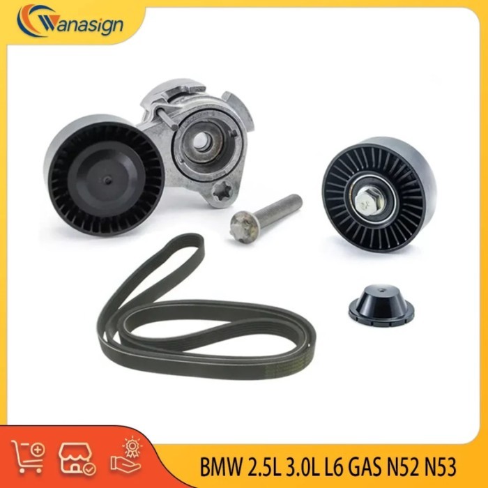 AUTO ENGINE PARTS Belt Tensioner Pulley set For BMW 1 3 5 6 7 X1 X3 X5 Z4 2.5L 3.0L L6 24V GAS 2.5