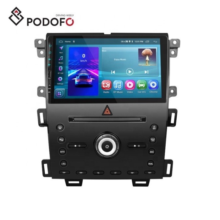 Podofo 9'' 2Din Android 2+64G Car Stereo Frame 1080P HD Carlay&Android Auto Tybec USB GPS WiFi BT F