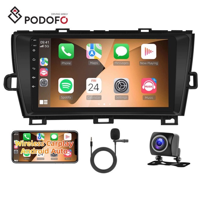 Podofo 9" Android 11 Car Stereo For Toyota PRIUS 2012 Car Radio Autoradio Carplay Android Auto GPS