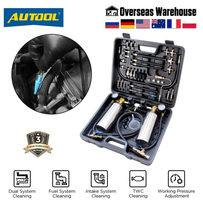 AUTOOL Dual-system Fuel Injector Tester Machine Non-Dismantle Automotive Injector Cleaner Petrol EF