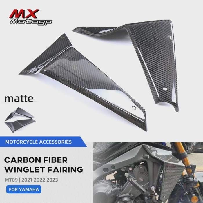 MT09 Carbon Fiber Side Spoilers Fixed Winglet Fairing For YAMAHA MT-09 MT 09 2021 2022 2023 Motorcy