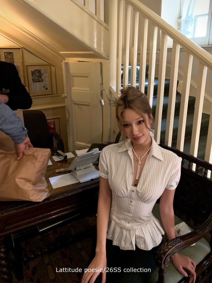 Shanmieleng เสื้อผู้หญิงแขนสั้นดีไซน์ใหม่ สายรัดหลัง ทรงพรีปี้ สวมใส่ง่าย