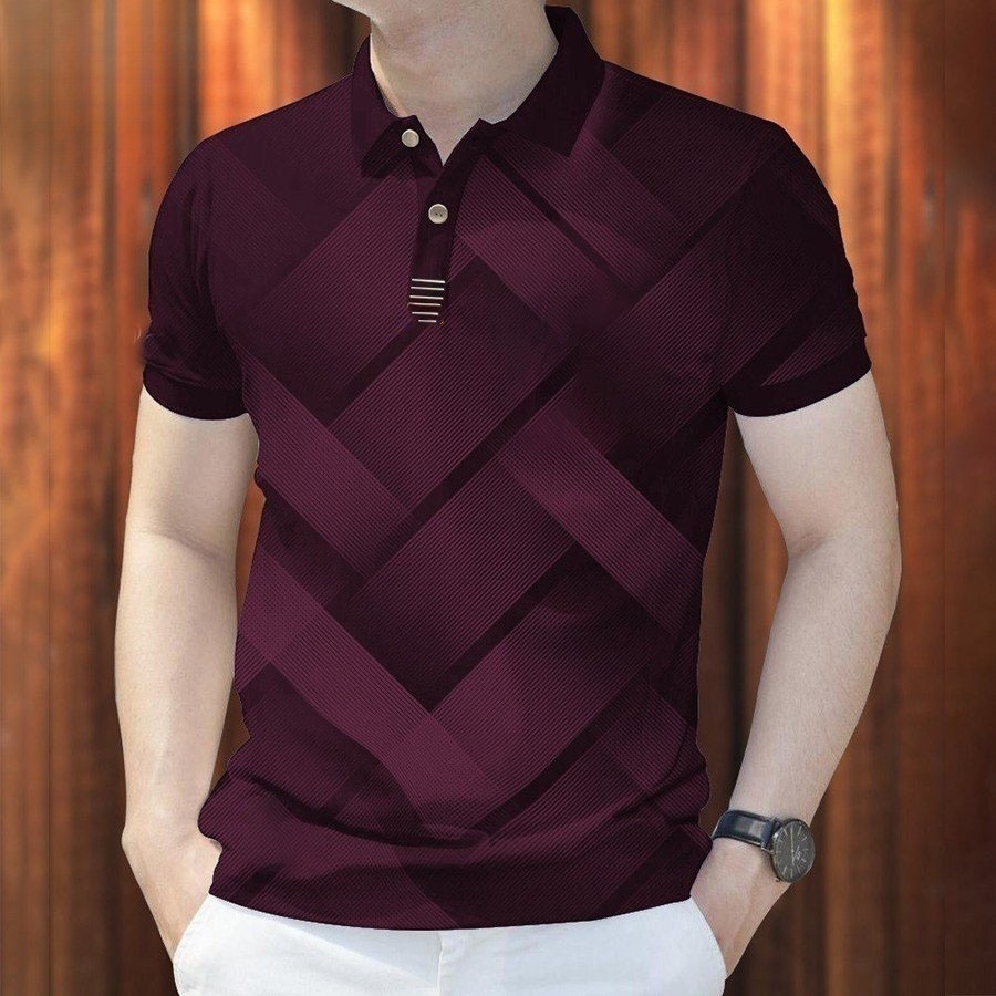 เสื้อโปโลผู้ชาย แบบบารอง สไตล์วินเทจ แขนสั้น เหมาะสำหรับใส่กลางแจ้ง