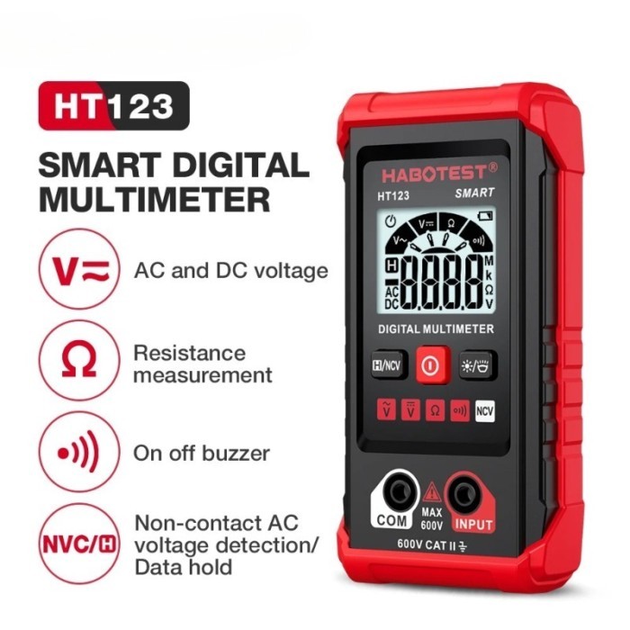 HT123 Digital Multimeter Portable Household Multimeters Electrician Voltage Resistance Measuring To