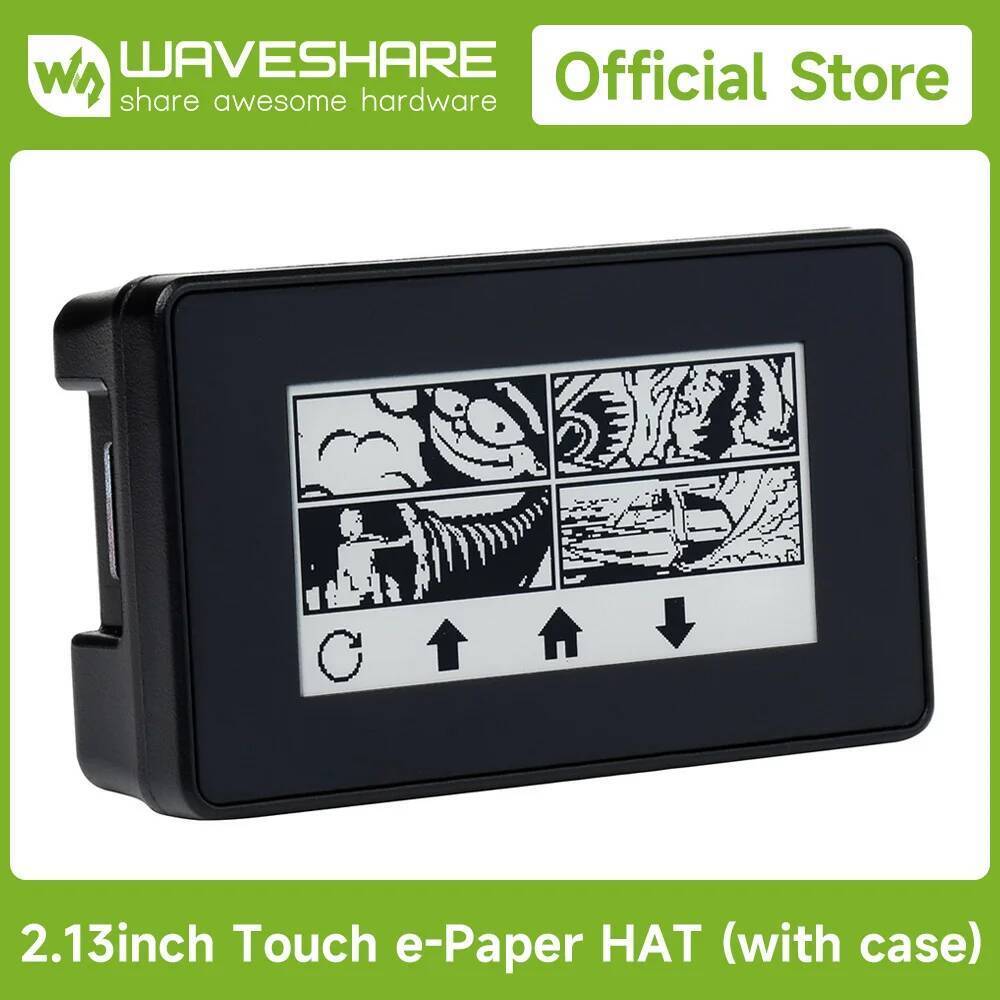 Waveshare V4 2.13 นิ้ว Touch E-Paper E-Ink Display สําหรับ Raspberry Pi Zero, 250122 พิกเซล, เคสป้อง