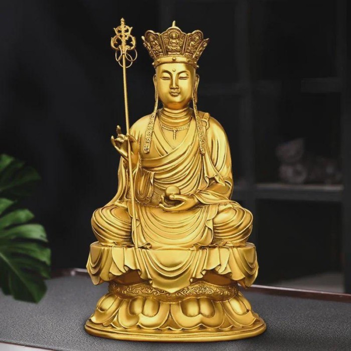 Copper Earth Store King Statue Small Buddha Lotus Home Living Room Office Home Sculptures