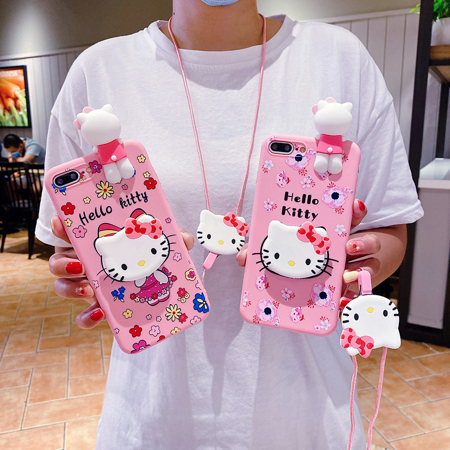 Sanrio 3Dการ์ตูนKittyดอกไม้ที่วางโทรศัพท์สําหรับXiaomi 10 10T 10i 10S 11 11i 11X 12 12X Pro Lite Ult