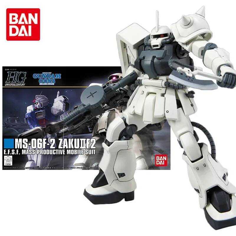 Bandai Original Gundam Model Kit Anime Figure HGUC 1/144 MS-06F-2 Zaku II F2 Action Figures Toys Co