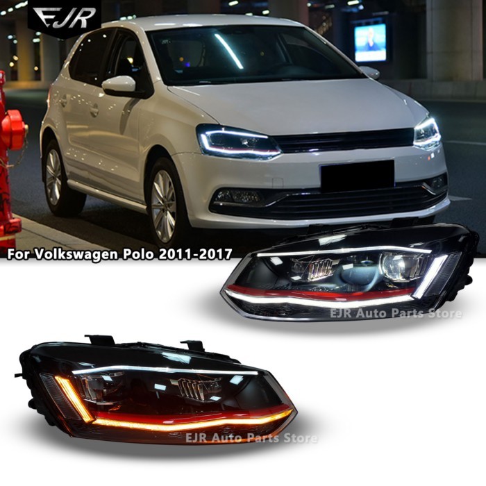 For Volkswagen Polo 2010-2017 Headlight Assemblies Flowing Turn Signal Dynamic Daytime Light Upgrad