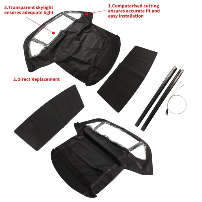 AP02 For Mercedes R107 280SL 560SL 380SL 450SL Convertible Soft Top 1972-1989 Black