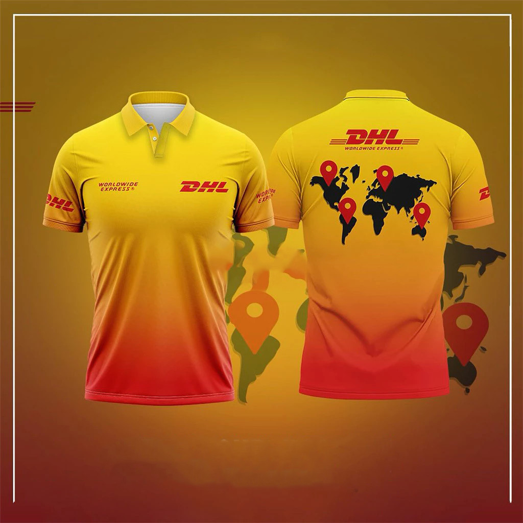 【SHUANGJ】พารามา!! | DHL Express Jersey พิมพ์เต็ม Cool DHL Package Courier Driver เสื้อผ้า