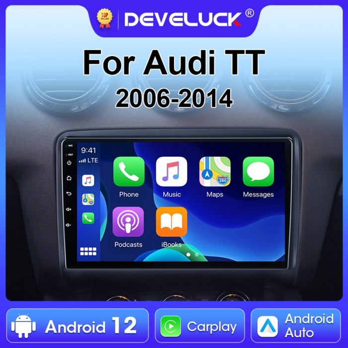 Android 12 Car Radio For Audi TT MK2 8J 2006 - 2014 2 Din GPS Navigation 4G Carplay Auto intelligen